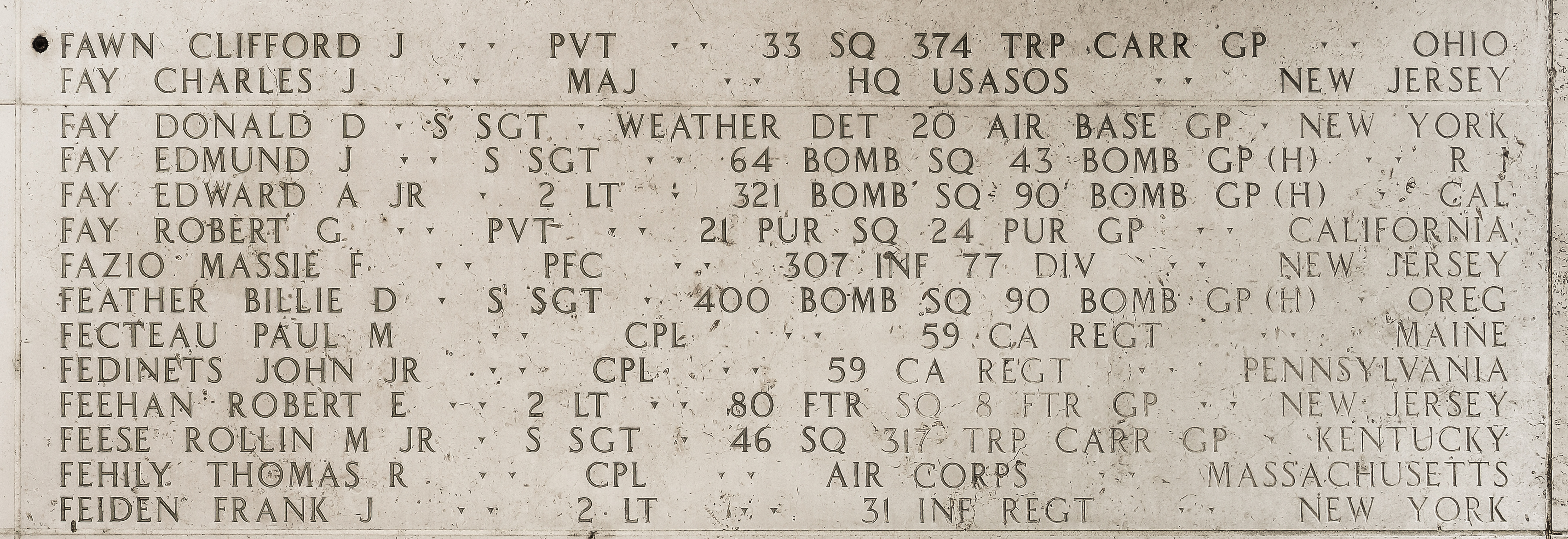 Edward A. Fay, Second Lieutenant